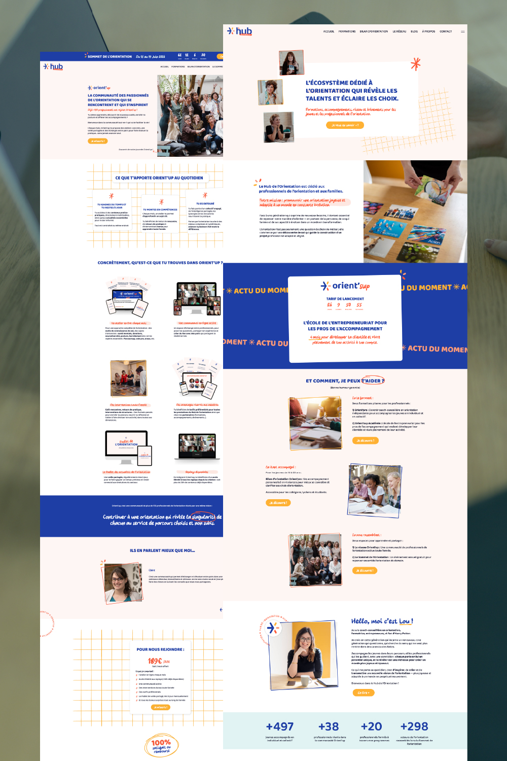 Site Showit du Hub de l’Orientation conçu pour structurer une offre multiple et guider les utilisateurs selon leur profil