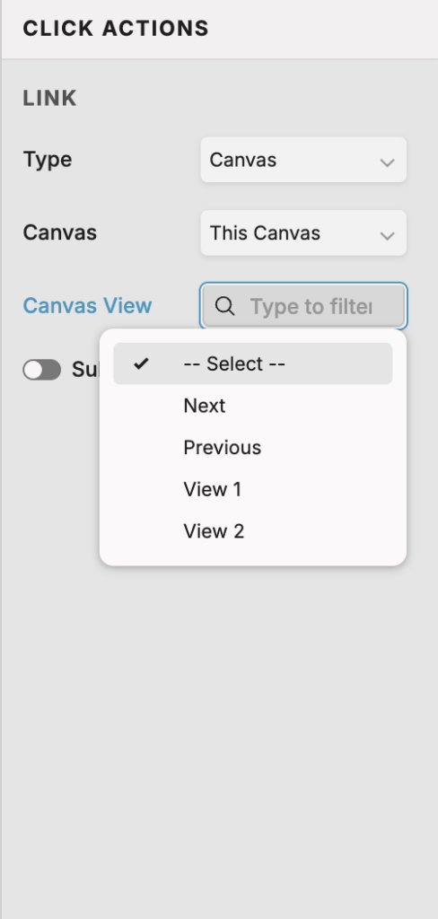 Click action - canva views
